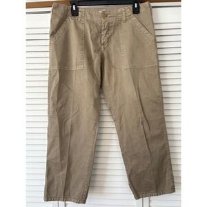 Joie Womens Size 8 Khaki Crop Pants Casual 100% Cotton‎ Utility Style